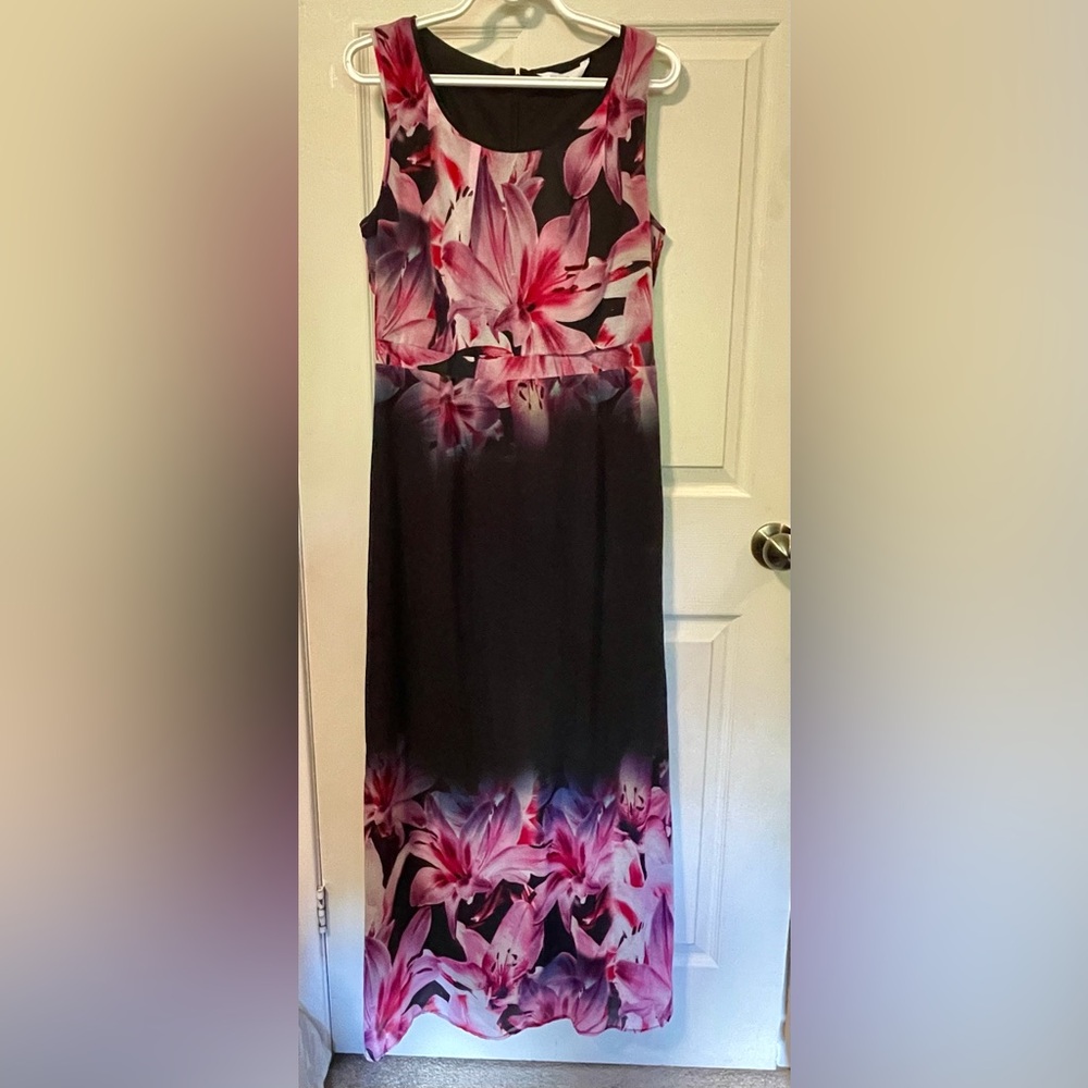 Floral Maxi Dress in Pink and Black
